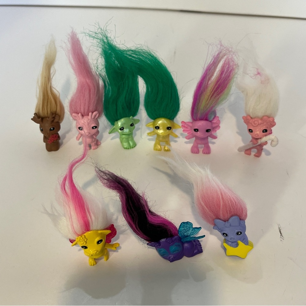 9 Zelfs Mini Miniature Troll Moose Pencil Toppers Lot Figures Toys